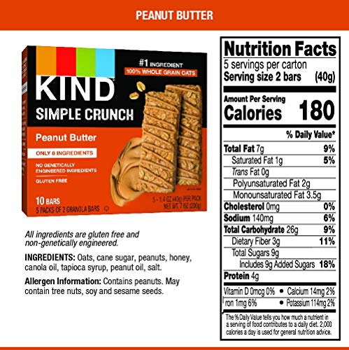 KIND Simple Crunch Bars, Peanut Butter, 7 Ounce (Pack of 12) | Pricepulse