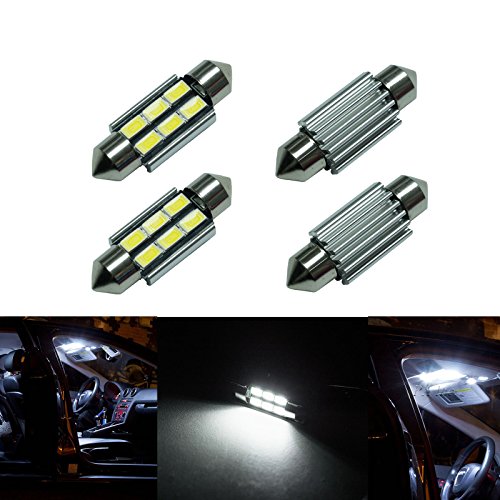 PA 4x 5730 Chip Super Bright SMD LED Bulbs for Interior Car Lights License Plate Trunk Dome Door Courtesy 36MM 1.5 INCH Festoon 6418 C5W 6000K Xenon White (PACK OF 4)