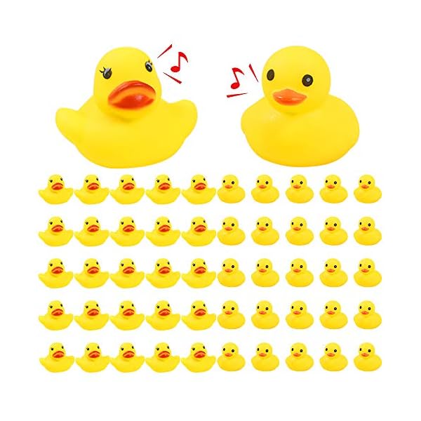 aovowog Bath Toys Rubber Duck Yellow Squeaky Mini Duck Baby Shower Beach Bathtime Water Toys [50 Pack]