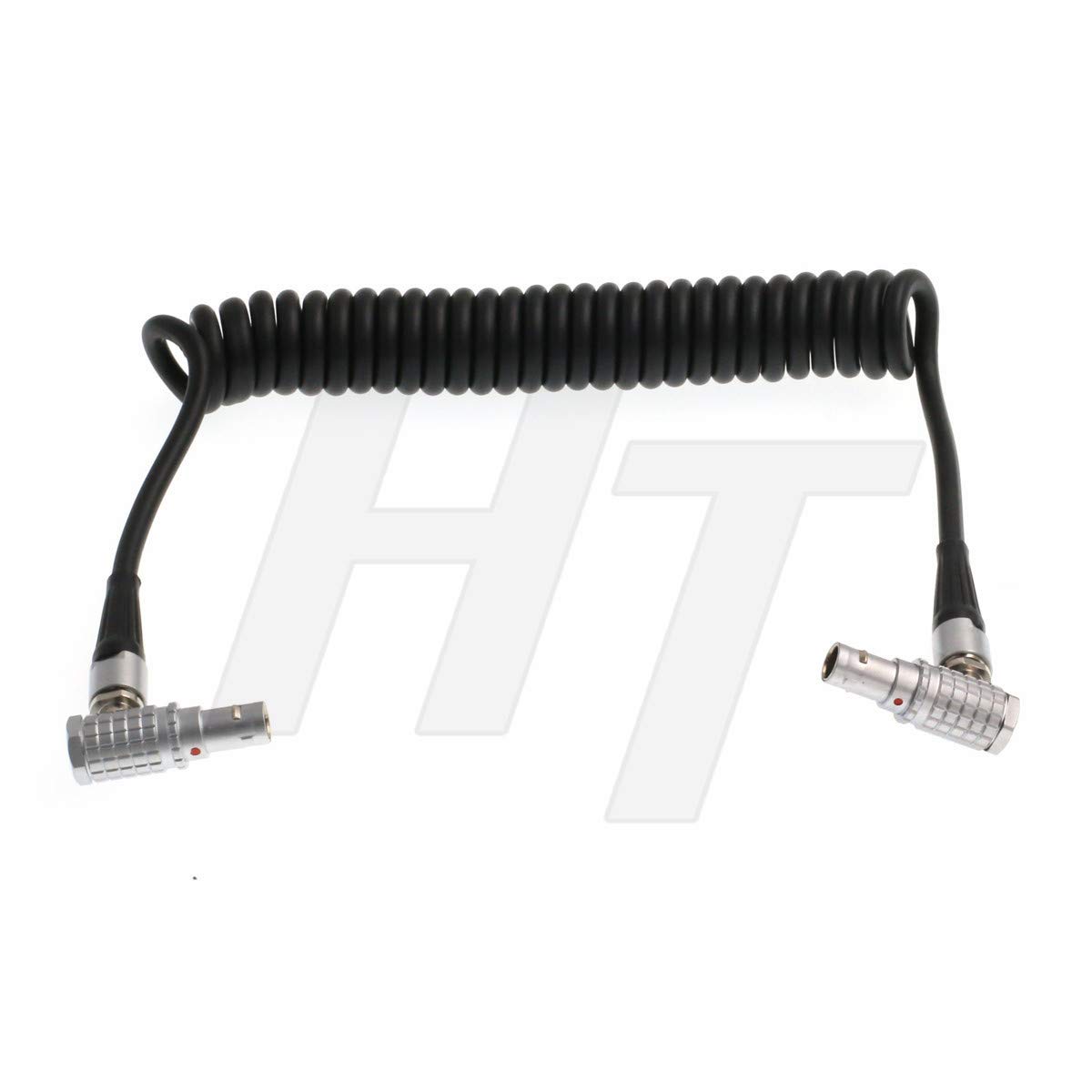 HangTon Timecode Sync Cable Right Angle 5 Pin to 5 Pin Coiled Cable for Sound Devices Mixer and ARRI Alexa Camera