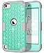 Hocase iPod Touch 7th/6th/5th Generation Case, Shockproof Heavy Duty Silicone Rubber+Hard Plastic Glitter Protective Case for iPod Model A2178, A1574, A1509, A1421 - Teal/Gray