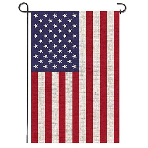 Mogarden American Garden Flag, Double Sided, 12.5 x 18 Inches, Weatherproof Heavy Burlap USA Yard Flag