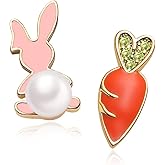 MUYAN Cute Small Easter Bunny Earrings for Women Carrot Rabbit Easter Studs Holiday Jewelry