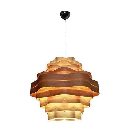 Pendant Light Large Hotel Decor Luxury Wood Veneer Pendant Lamp