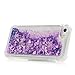 iPhone SE Case, iPhone 5 Case, iPhone 5S Case, Liquid Bling Glitter Sparkle TPU Phone Cover 3D Cute Star Flowing Floating Quicksand and Flowing Liquid Plastic Soft TPU Cover by Mollycoole, Purple