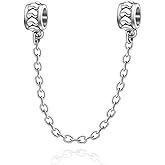 ARTCHARM Clasp Love Safety Chain Charm - Authentic 925 Sterling Silver Heart Beads - Fit European Style Bracelet