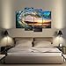 Cao Gen Decor Art-S70438 4 panels Wall Art Waves Painting on Canvas Stretched and Framed Canvas Paintings Ready to Hang for Home Decorations Wall Decor
