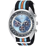 Seiko Men’s RECRAFT Series Stainless Steel Japanese-Quartz Watch with Nylon Strap, Black, 21.65 (Model: SSC667)