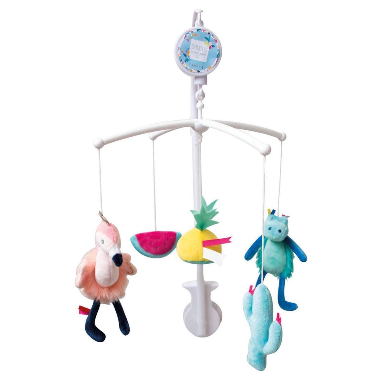 Doudou et Compagnie - Tropicool DC3349 Baby Musical Mobile with Soft Toy - 90 cm - White