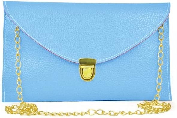 blue and yellow clutch bag