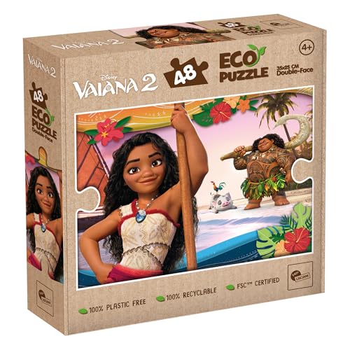 Lisciani – Puzzle DISNEY VAIANA 2 – 48 Pieces Double-Sided Puzzle for Children from 4 Years – Coloring Back – 25 x 35 cm – Creative Activity – 100% Recyclable – Birthday Gift