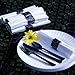 Party Essentials Pre-Rolled Disposable Heavy Duty Plastic Cutlery Kit w/ Black Fork/Knife/Spoon & White Napkin (Case of 150 rolls)