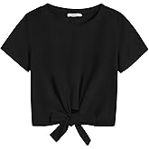 Arshiner Girls Short Sleeve Shirts Tie Knot Front Tops T Shirts for Kids Crewneck Cute Casual Tie Dye Tee Blouse