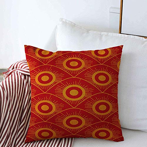 Throw Pillow Case Abstract African Red Orange Pattern Shweshwe Sun Africa Classic Creative Dress Design Style Farmhouse Decorative Cushion Pillows Covers 16