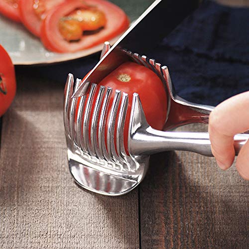 Tomato Slicer Lemon Cutter Stainless Steel Kitchen Cutting Aid Holder Tools For Soft Skin Fruits And Vegetables,Home Made Food & Drinks