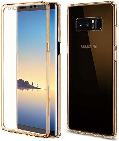 Galaxy Note 8 Case, Ultra Slim Clear Hybrid Shock Absorbing Scratch TPU Bumper with Built in Screen Protector Flexible Gel Cover 360 case 5 Colors (Gold)