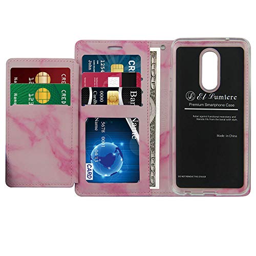 LG Stylus 4, Stylo 4 [El Lumiere Marble Wallet Case] Multi-Card Slot Wallet Case [Drop Protection] Premium Leather [Kickstand Feature] (M-Hot Pink) - Thumbnail 3