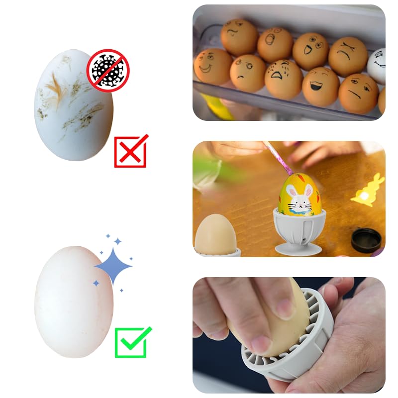 2 PCS Tewodila Silicone Egg Cleaner, Egg Washer for Fresh Eggs,Farm Fresh Egg Cleaning Brush, Practical Vegetable and Fruit Scrubber (Grey)