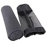 Deconovo Dark Grey Microfiber Travel Towel Ultra Compact Absorbent and Fast Drying Towel Travel Sports Towels Towel with Carry Bag for Travel, Sports, Golf, Gym, Camping, Beach, and Bath, 19x28 Inch