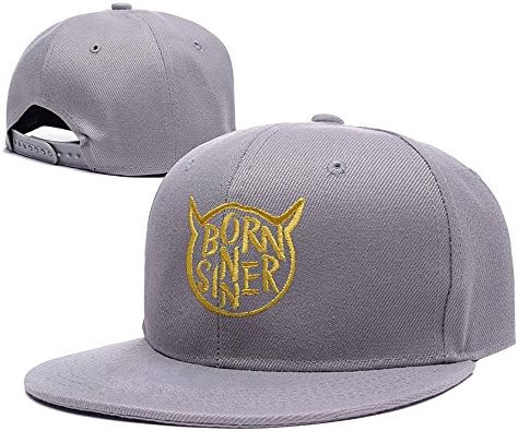 YUGY J. Cole Born Sinner Logo Adjustable Embroidery Snapback Hat Cap Grey
