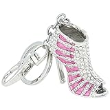 EVER FAITH Austrian Crystal Enamel Sexy High Heel Shoe Keychain Clear