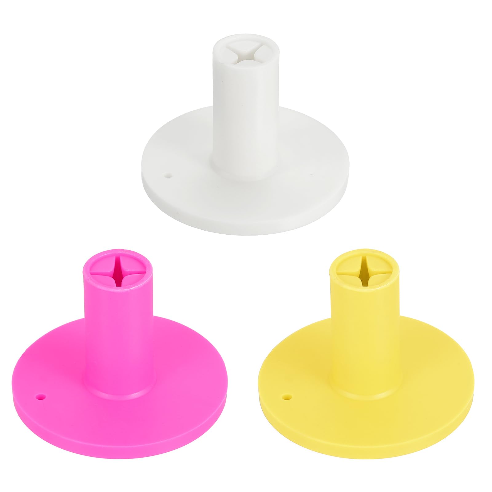 PATIKIL Rubber Golf Tee, 3 Pack 1.4 Inch Golf Practice Tees Training Driving Range Tee Stable Golf Ball Holder for Outdoors Indoors Hitting Mat, White/Yellow/Pink