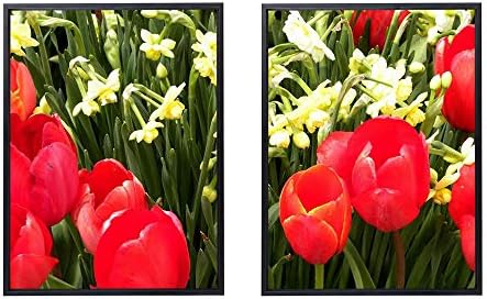 50x70cm X2枚 ライト高級 クリスタル磁器の装飾画 黒アルミ合金フレーム チューリップ水仙花花壇春 アートパネル 壁掛け絵画 インテリアアート 現代 壁飾り 部屋飾り 壁ポスター 絵画 玄関 おしゃれ モダン 壁掛け Bahramradan Com
