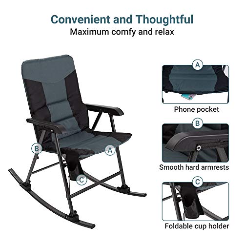 Coastrail Outdoor Folding Rocking Chair with Detachable Rockers 2 in 1