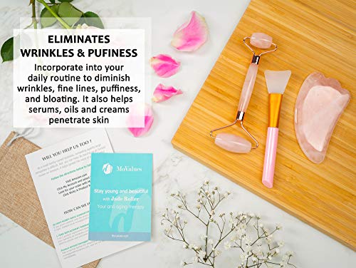 Original Jade Roller & Gua Sha Facial Tools, Real Jade Roller for Face - Face Roller, Natural Rose Quartz Roller - Face… - Image 2