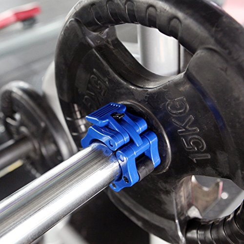 AbraFit 2” Olympic Barbell Clamps - Solid ABS Locking Barbell Collars with Quick Release - for Professional Training Strong Lifts and Olympic Training- Set Of 2 (Free Bag !!!) (Blue)