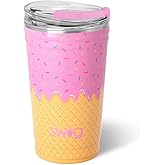 Swig Life 24oz Party Cup, Stackable Insulated Travel Coffee Tumbler with EZ Slider Lid, Cup Holder Friendly, Stainless Steel 24 oz Tumbler, Reusable Coffee Mug (Scoop There It Is)
