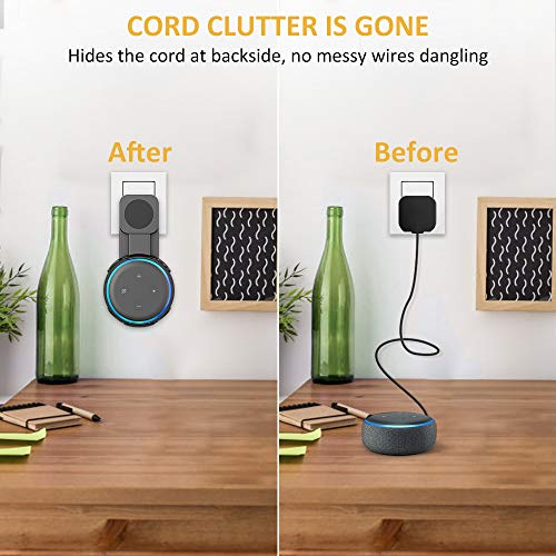 Comsoon Outlet Wall Mount Holder for 3rd Generation & Home Mini, Exposed Speaker, No Muffled Sound Space-Saving Accessories for Smart Home Speaker, Clever Dot Plug Without Mess Wires or Screws, Black - Thumbnail 2