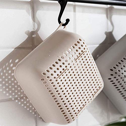 Colander-3 Set Strainers and Colanders for Kitchen Small Plastic Pasta Strainer Fruits Vegetable Noodle Pasta Food Drain Basket Space Saver Portable Drainer, Beige