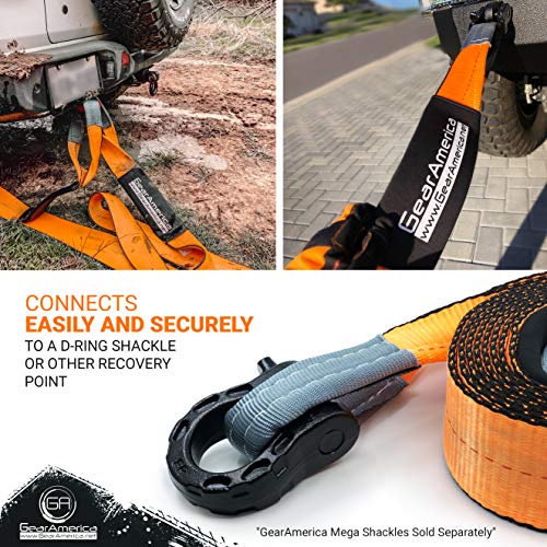 GearAmerica (2PK Recovery Tow Straps 4" x 30' | Ultra Heavy Duty 45,000 lbs (22 Tons) Strength | Triple Reinforced Loops + Protective Sleeves | Emergency Truck Towing | Free Storage Bag + Tie - Thumbnail 7