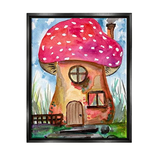 Stupell Industries Mushroom Forest House Fantasy Floating Framed Wall Art, Desi…