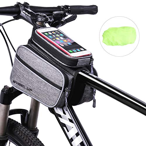 IOUTDOOR Multi-Pocket Bike Handlebar Bag Bike Pannier Pouch Bike Front Tube Frame Bag with 6.0 Inch Water Resistant TPU Touch Screen Phone Case