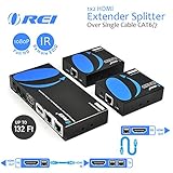 OREI 1x2 HDMI Extender Splitter Over Single Cable CAT6/7 1080P With IR Remote EDID Management - Up to 132 Ft - Loop Out - Low Latency
