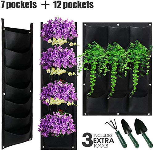Mastertop Maceta colgante vertical con 7 y 12 bolsillos para montar en