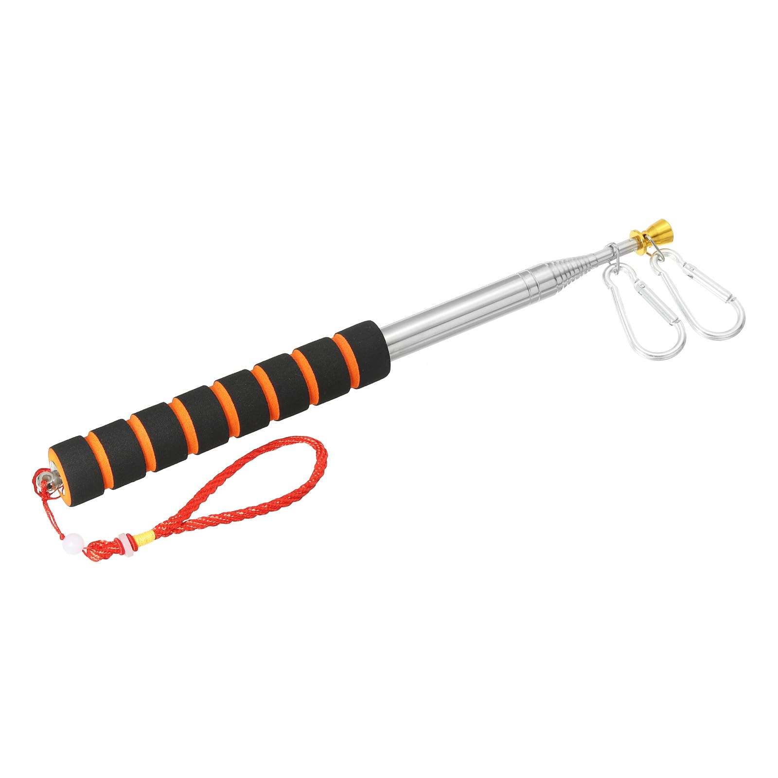 PATIKIL 8.2 Feet Telescopic Flag Pole, Non-slip Sponge Handle Stainless Steel Portable Extendable Retractable Flag Pole Teacher Pointer Tour Guide Festival with Clips, Orange