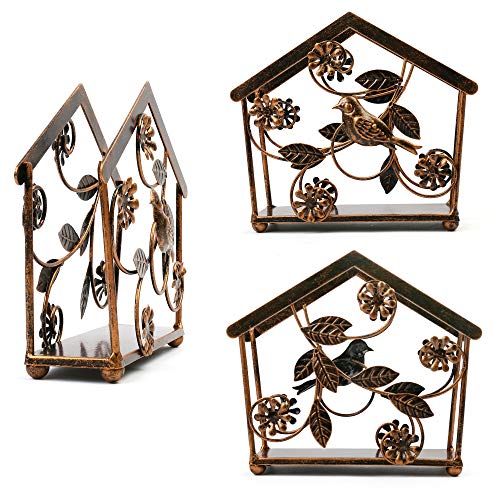 LotFancy Napkin Holder for Tables, Upright Paper Napkin Dispenser Stand for Kitchen, Indoor, Outdoor, Bird & Flower Design