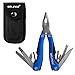 Gelindo Premium Pocket Multitool With Sheath, Knife, Pliers, Saw & More (Blue)
