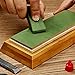 7x2.4 inch Leather Strop Honing Strop for Knife Sharpening with Green&White Buffing Compound & Antislip Bamboo Block