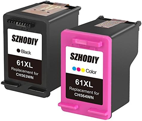 SZHODIY Replacement For HP Ink Cartridge 61 High Yield, 1 Black + 1 Tri-Color, Ink Level Display HP Envy 4500 5530 5534, HP Deskjet 1000 1512 2540 3050 3510, HP Officejet 4630 2620 4632 Printer