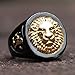 HZMAN Men's Gold Black Tone Stainless Steel Ring Lion Head Shield Biker Vintage