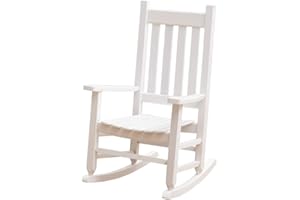 BplusZ Child's Porch Rocking Chair - Perfect for Indoor or Outdoor Patio Use, Small Wooden Rocker for Kids Ages 6-10, White