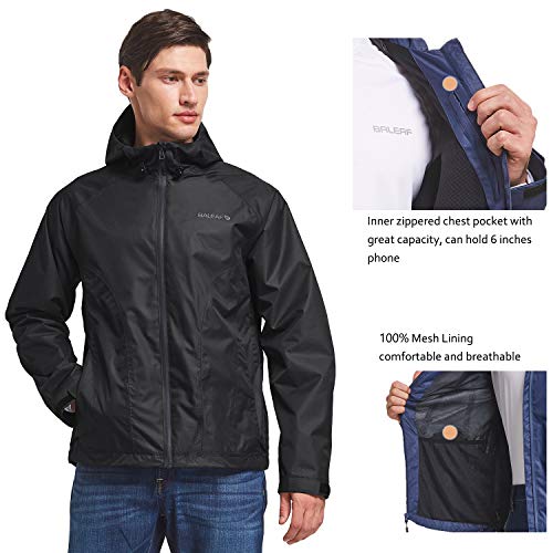 BALEAF Men's Waterproof Rain Jacket Lightweight Windbreaker Breathable
