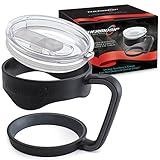 Anti-Slip Cup Handle & Replacement Splash Proof Lid with Slider Closure for 30 Oz YETI Rambler Tumbler Accessories Set Fits RTIC, SIC and More Other 30oz Tumblers, by THERMOSIP (Tumbler Not Included)