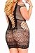 FIYOTE Women Plus Size Crocheted Hollow Out Bodycon Lingerie Mini Chemise (XXL, Black)