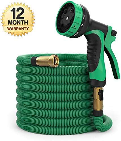 50 ft Hose - Expandable Garden Hose - Heavy Duty Flexible Hose - Water Hose with 9-Pattern Spray Nozzle and Hose Storage Bag (3-Piece Set). Kink and Tangle-Free Lawn and Plant Watering System