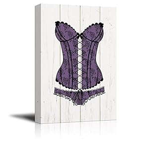 Canvas Wall Art - Sexy Woman Lingerie on Vintage Wooden Background - Giclee Print Gallery Wrap Modern Home Art Ready to Hang - 12x18 inches